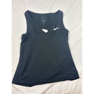 Nike Dri-FIT Women Black Slim Fit V-Neck Racerback Cutout Tank Top XS